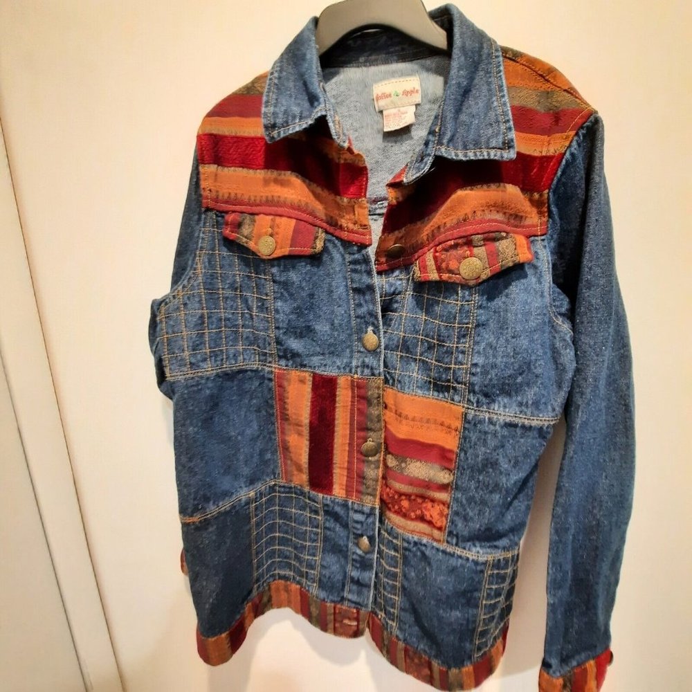 Toffee Apple Women's Blue Denim Bohemian Jean Chore Jacket Size S